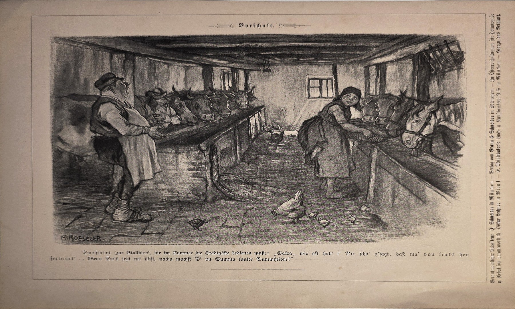 Arbeitsszene in einer großen Halle