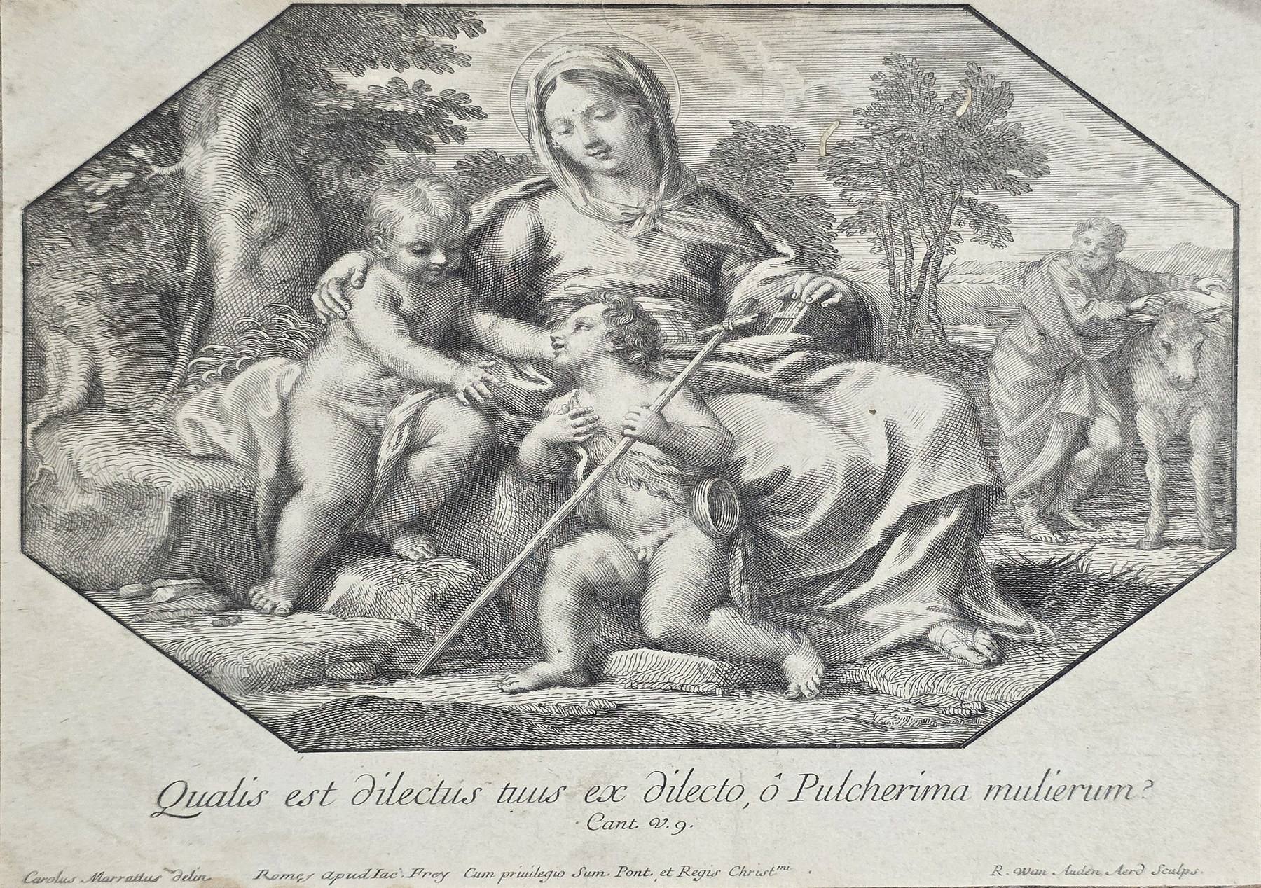 Maria mit Kind und Putten in Landschaft