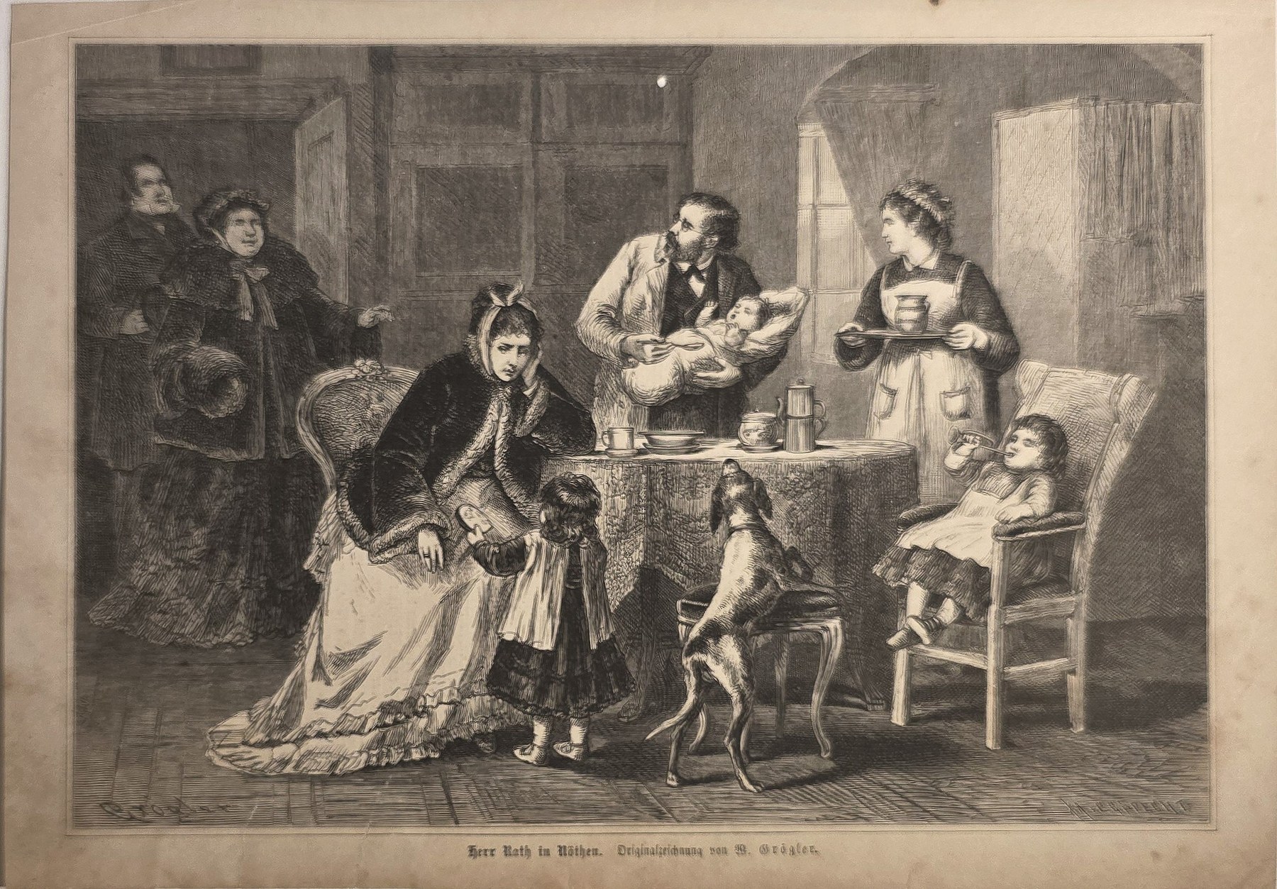 Familiengruppe in heller Stube