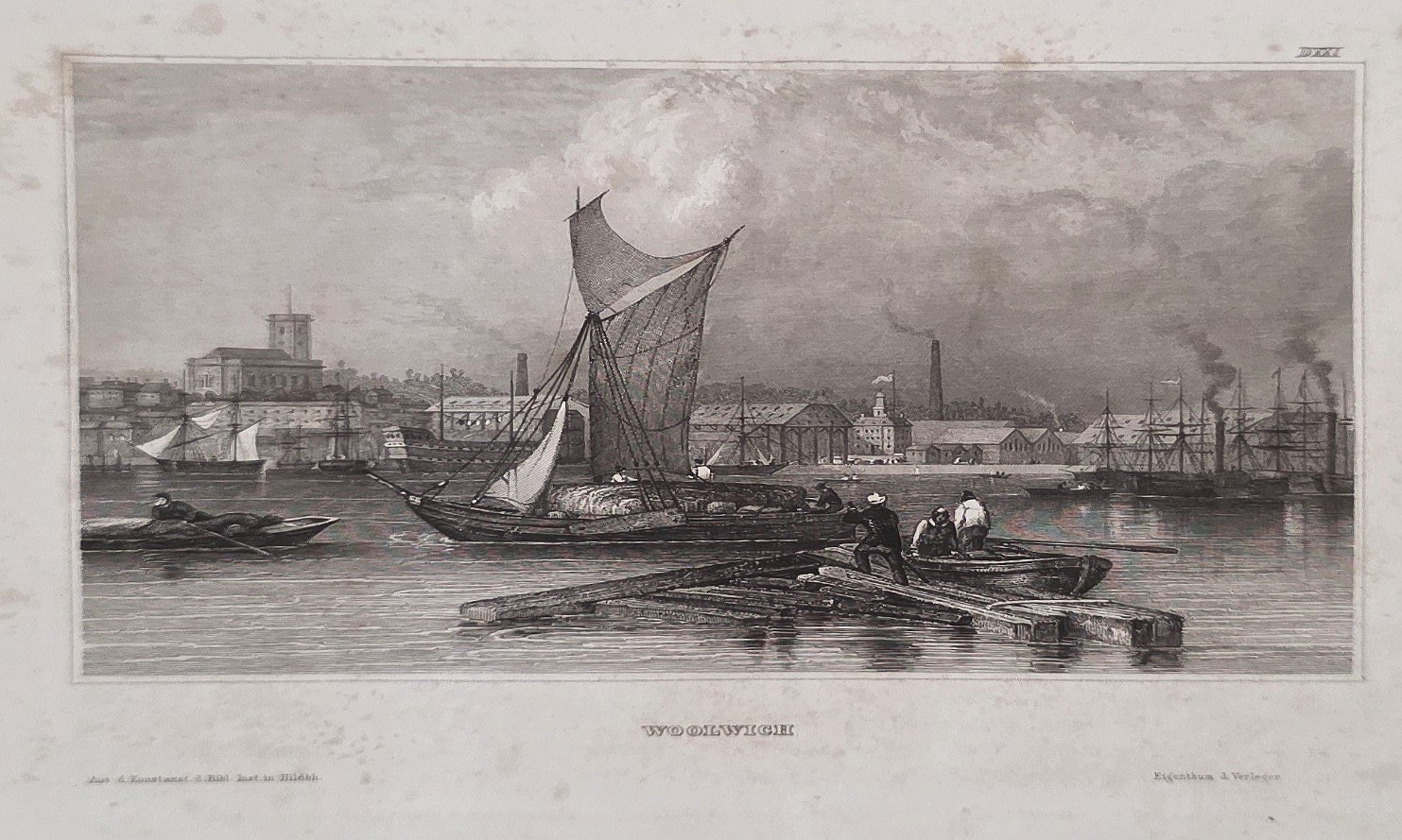 Segelschiff vor Hafenstadt