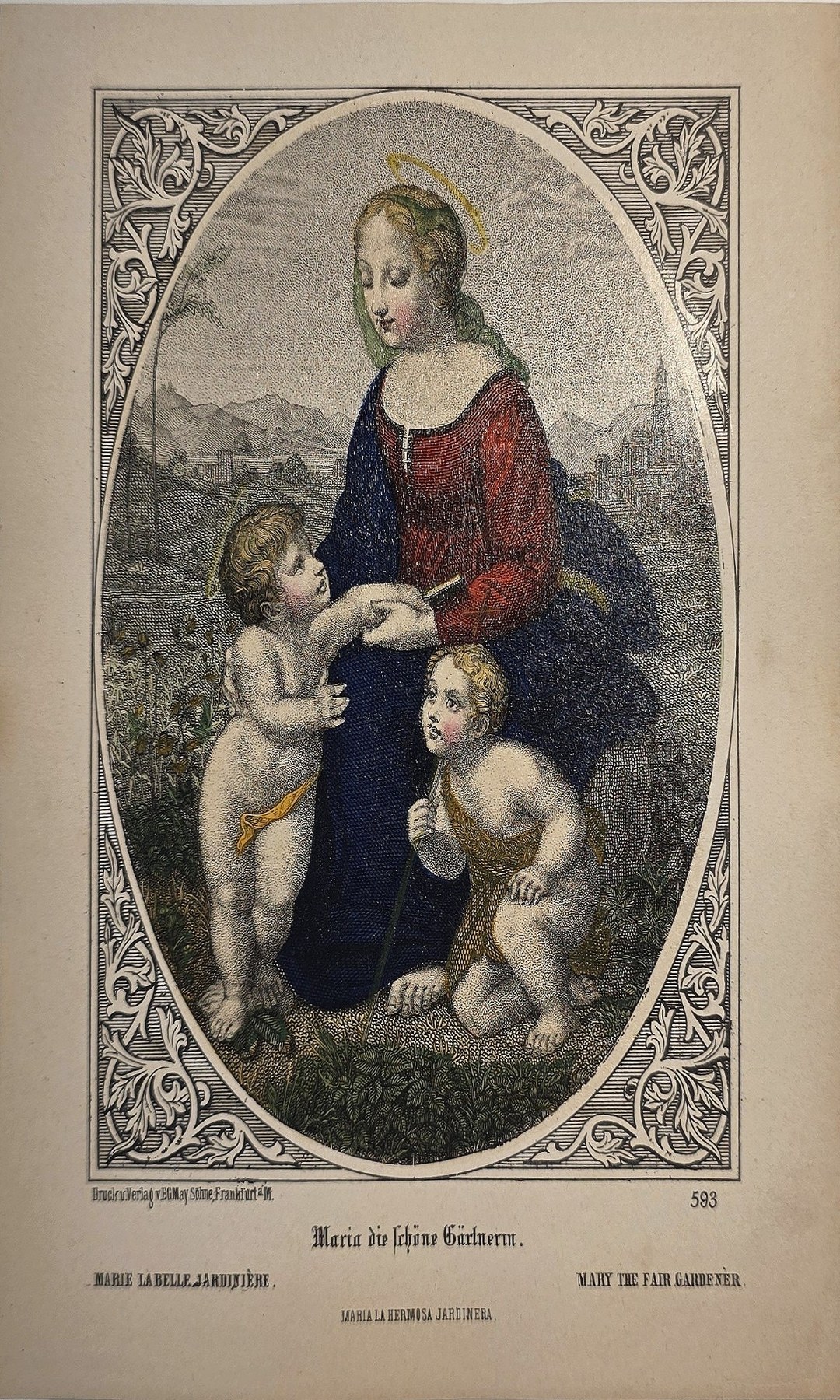 Ornamental gerahmte mit Madonna und zwei Kindern