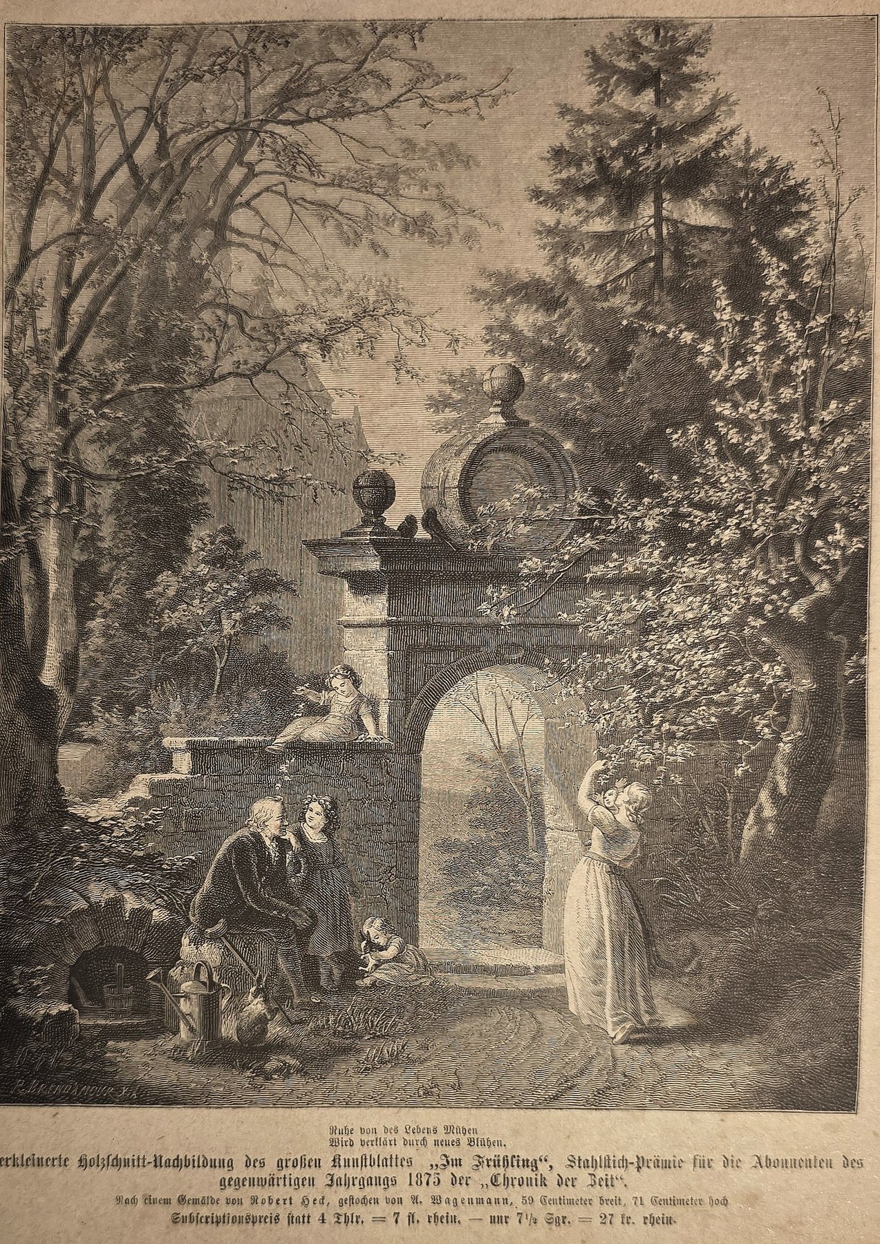 Historische Darstellung – Grab- oder Denkmalanlage im Park