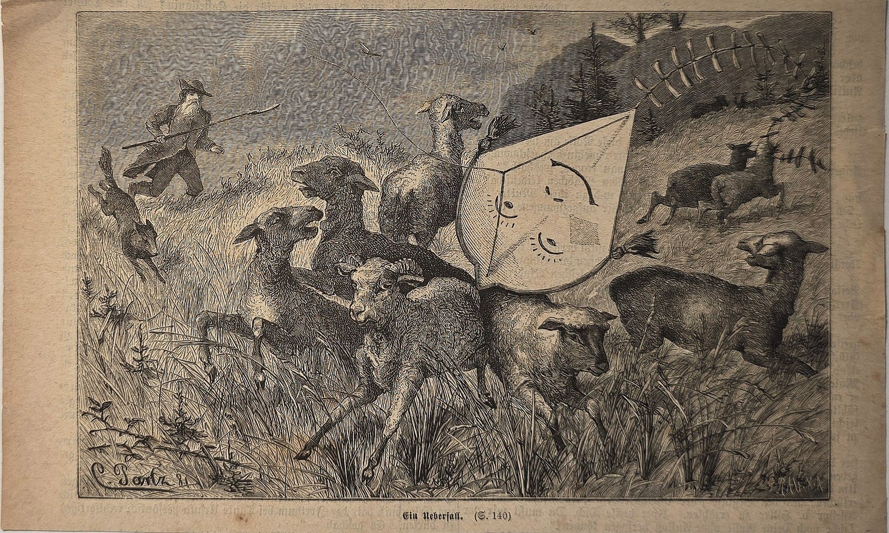 Jagdgesellschaft mit Tiergruppe