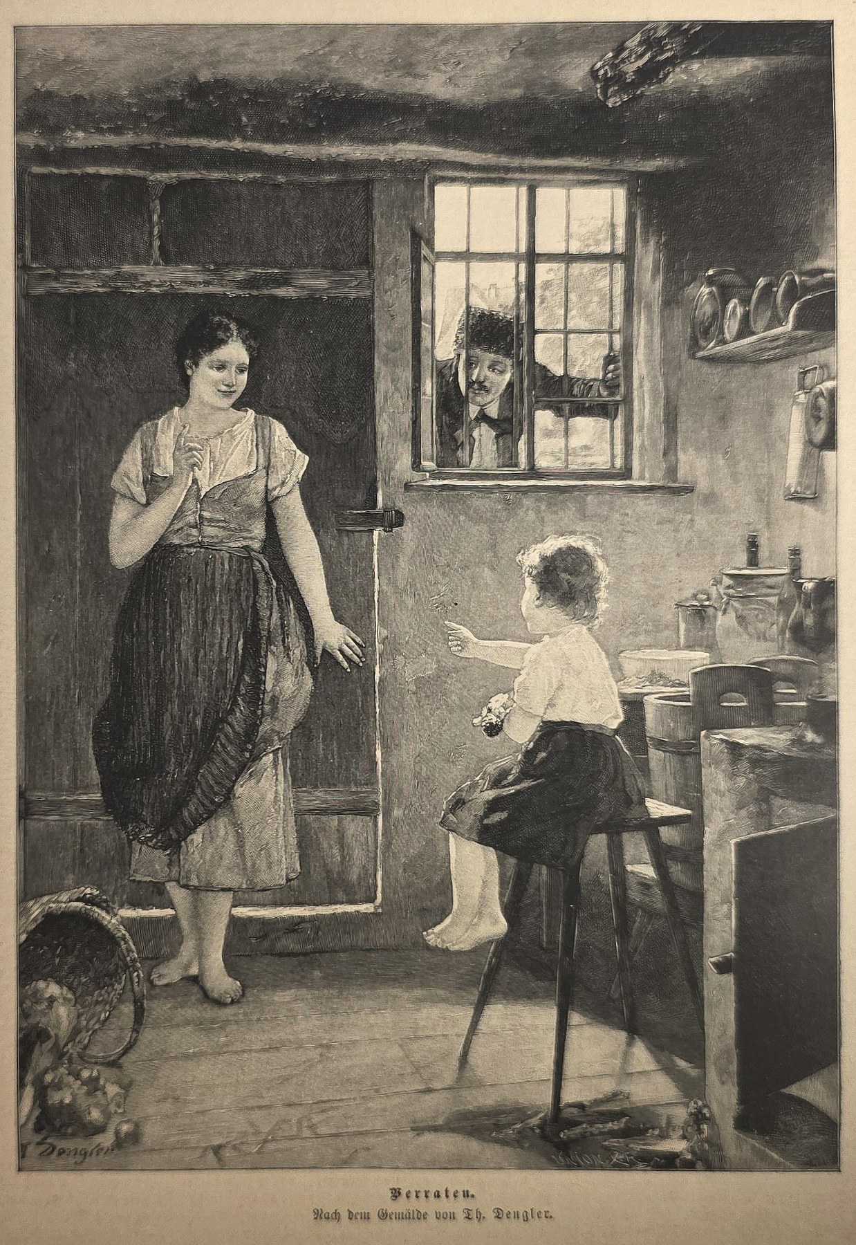 Frau und sitzende Person in heller Stube