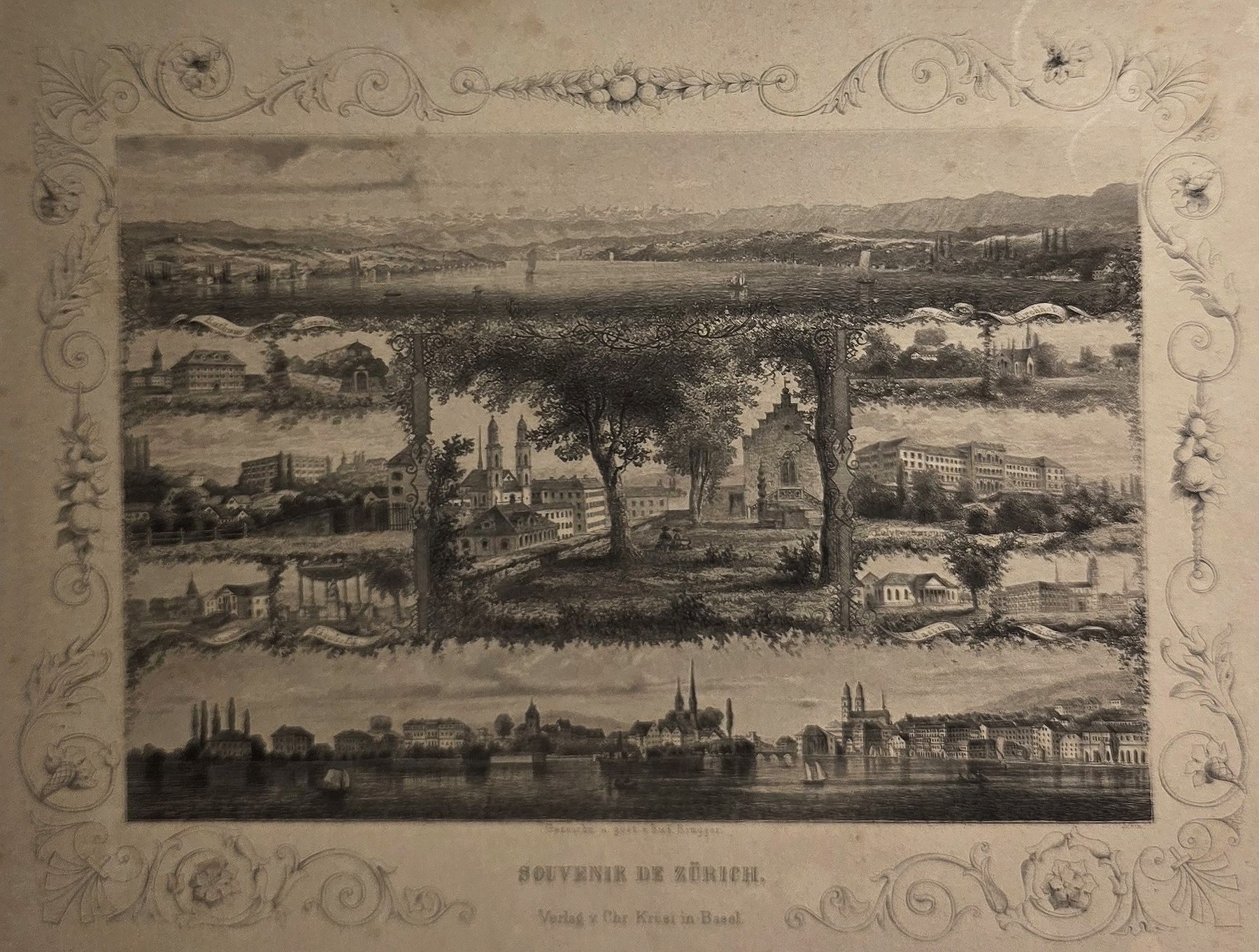 Panorama mit ornamentalem Rahmen