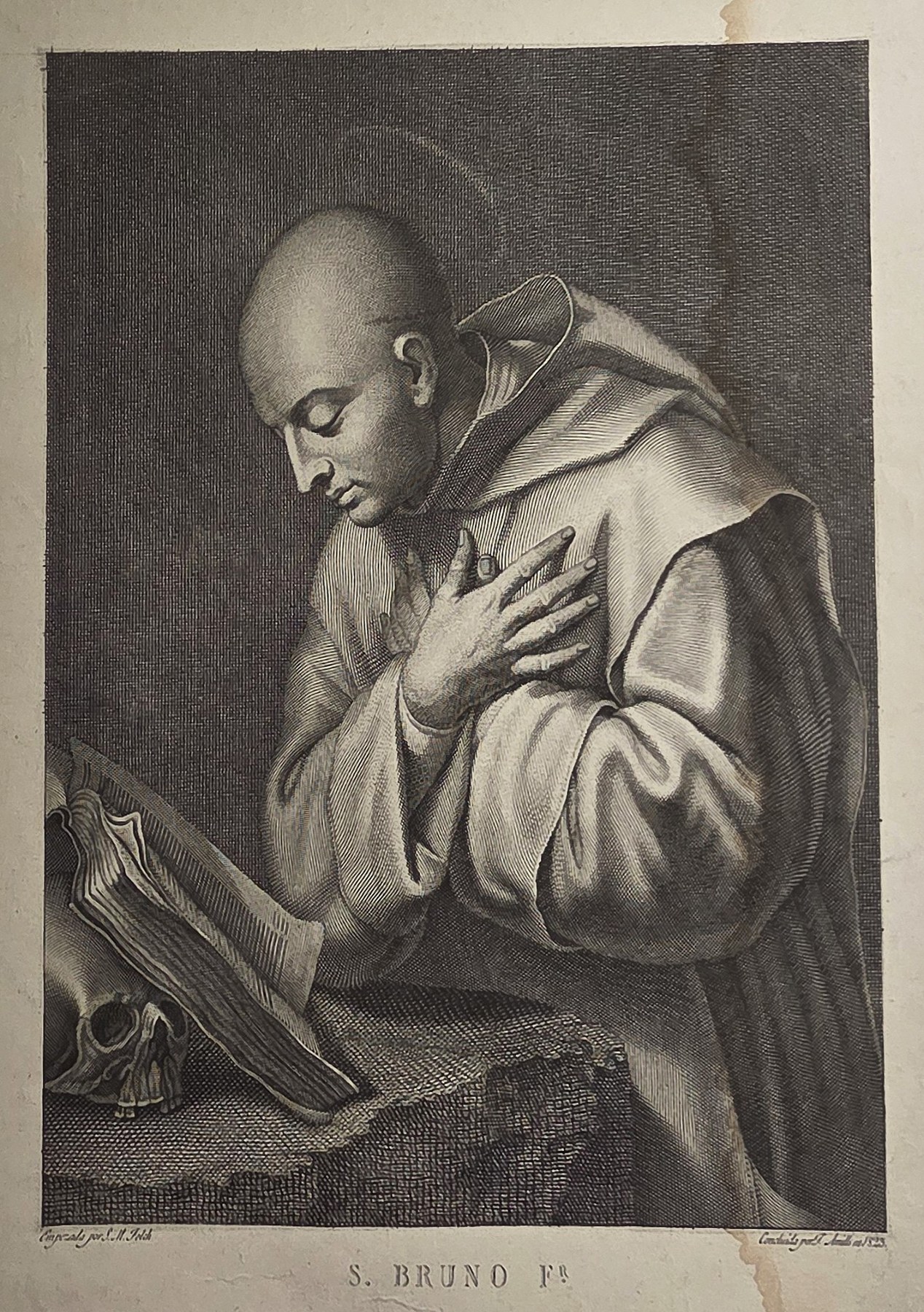 Meditierender Mönch am Buch