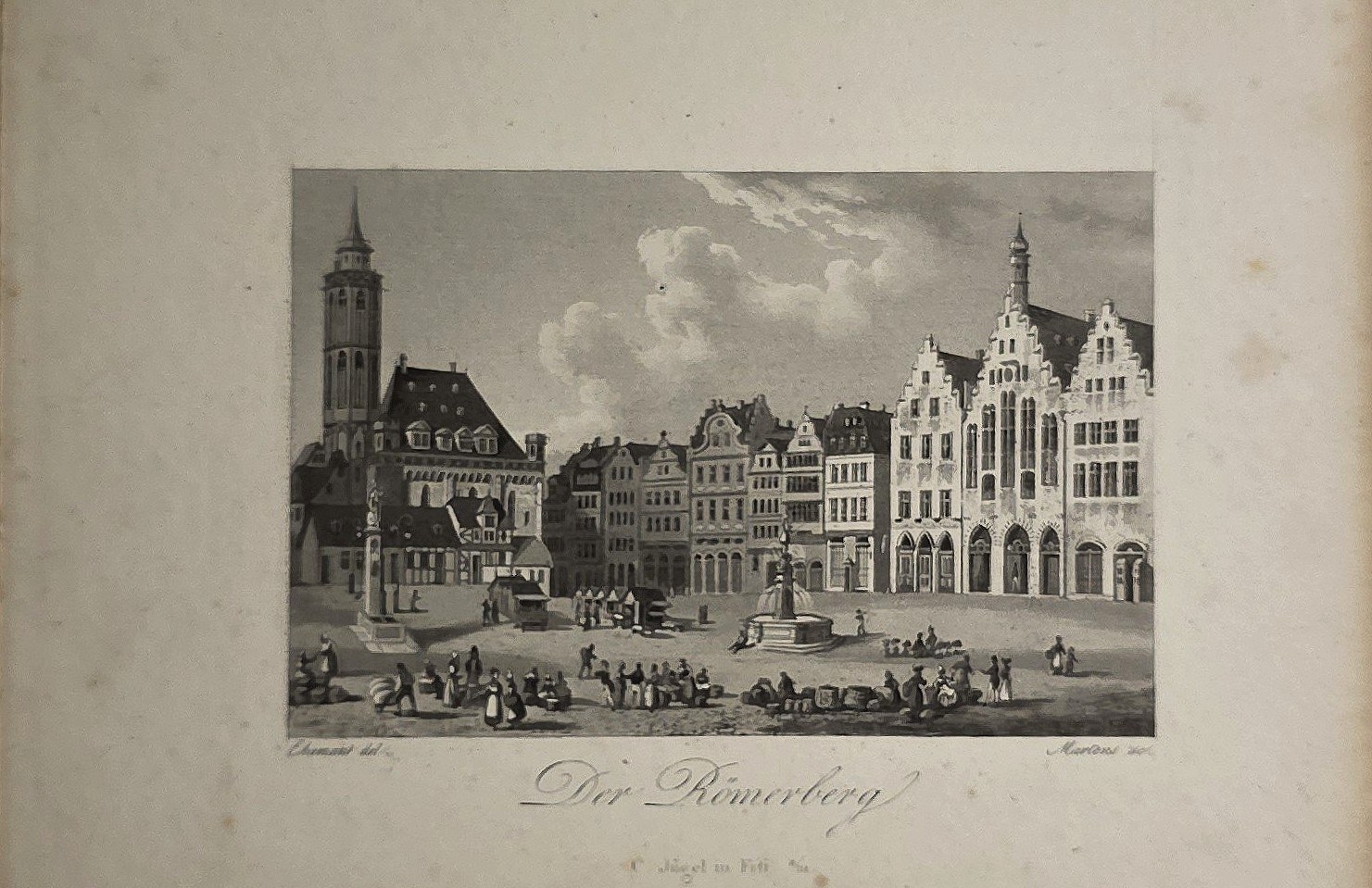 Historische figürliche Darstellung – Römerberg in Frankfurt mit Figurenstaffage