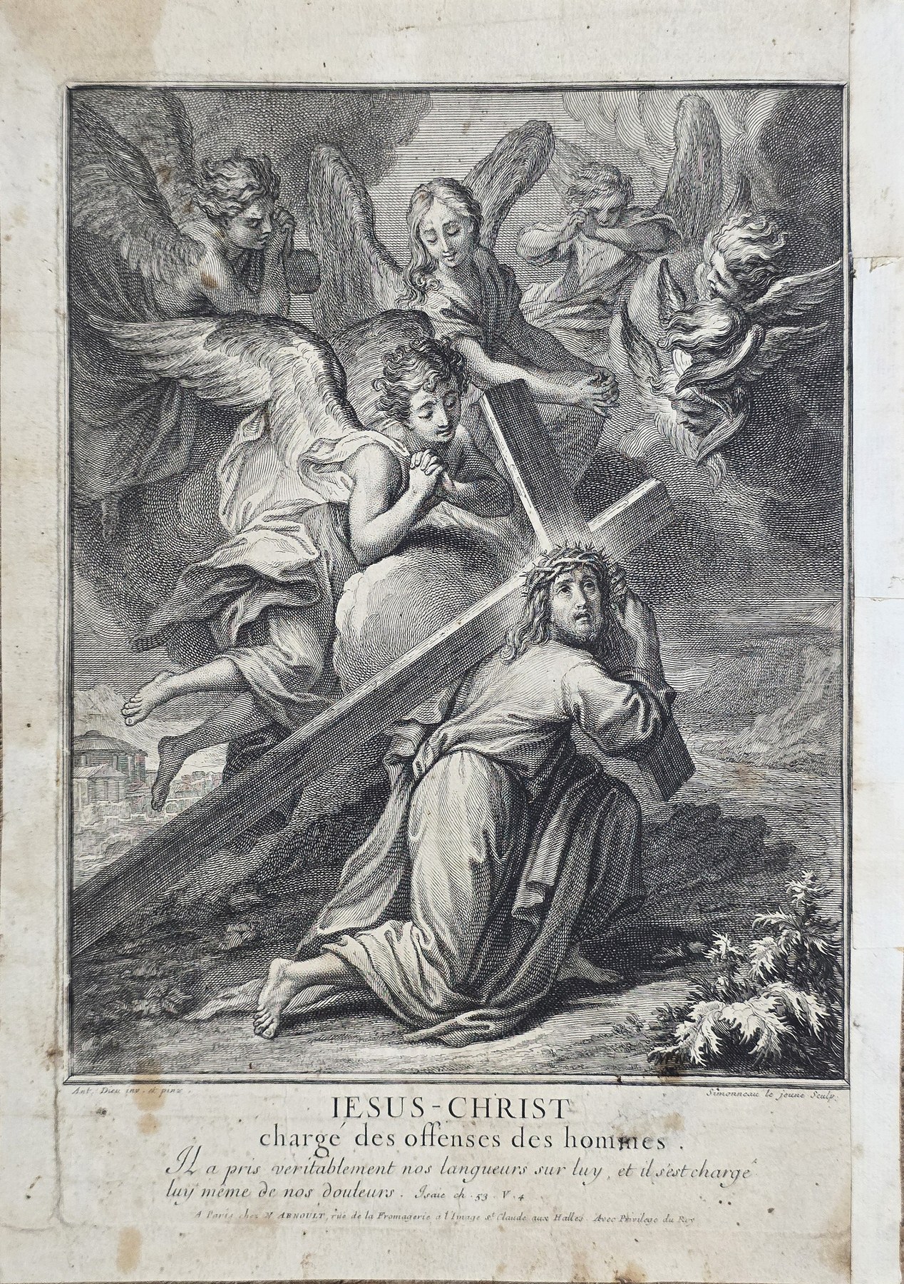 Christus trägt das Kreuz zwischen Engeln