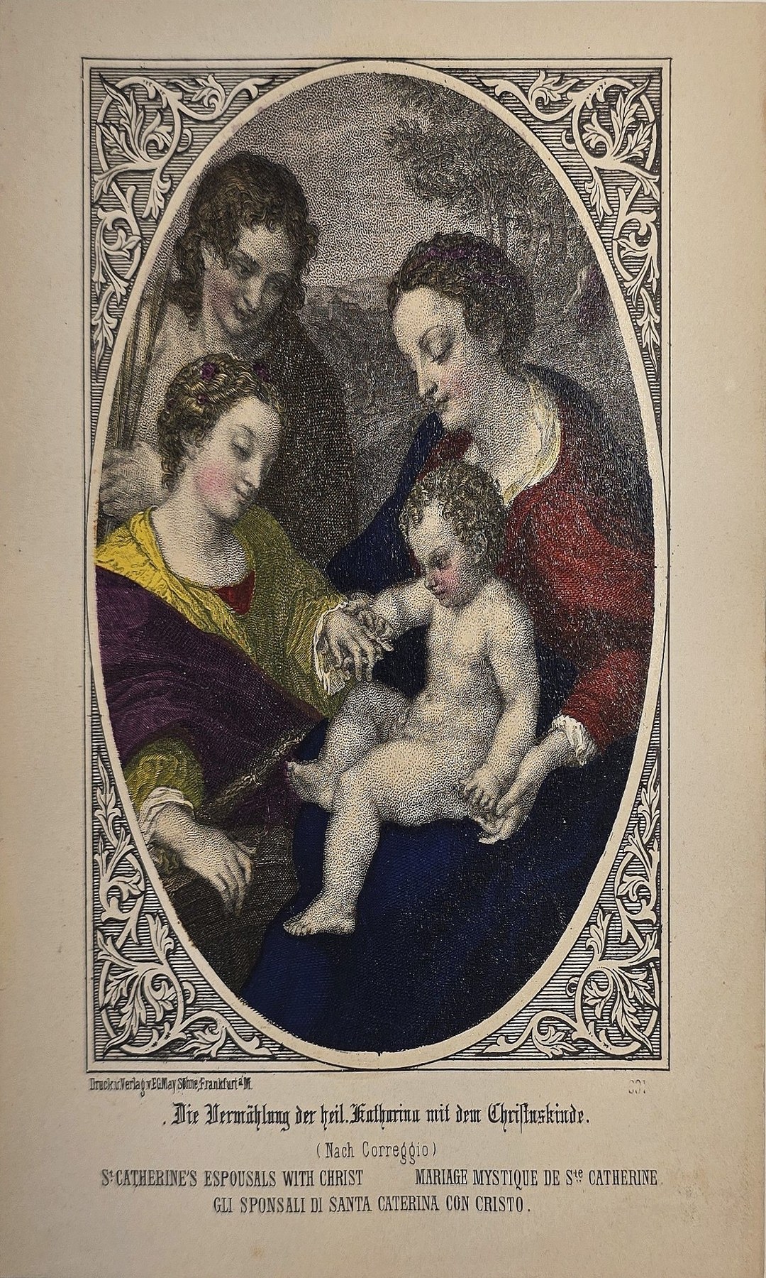 Ornamental gerahmte mit Madonna und Kind im Kreis von Figuren