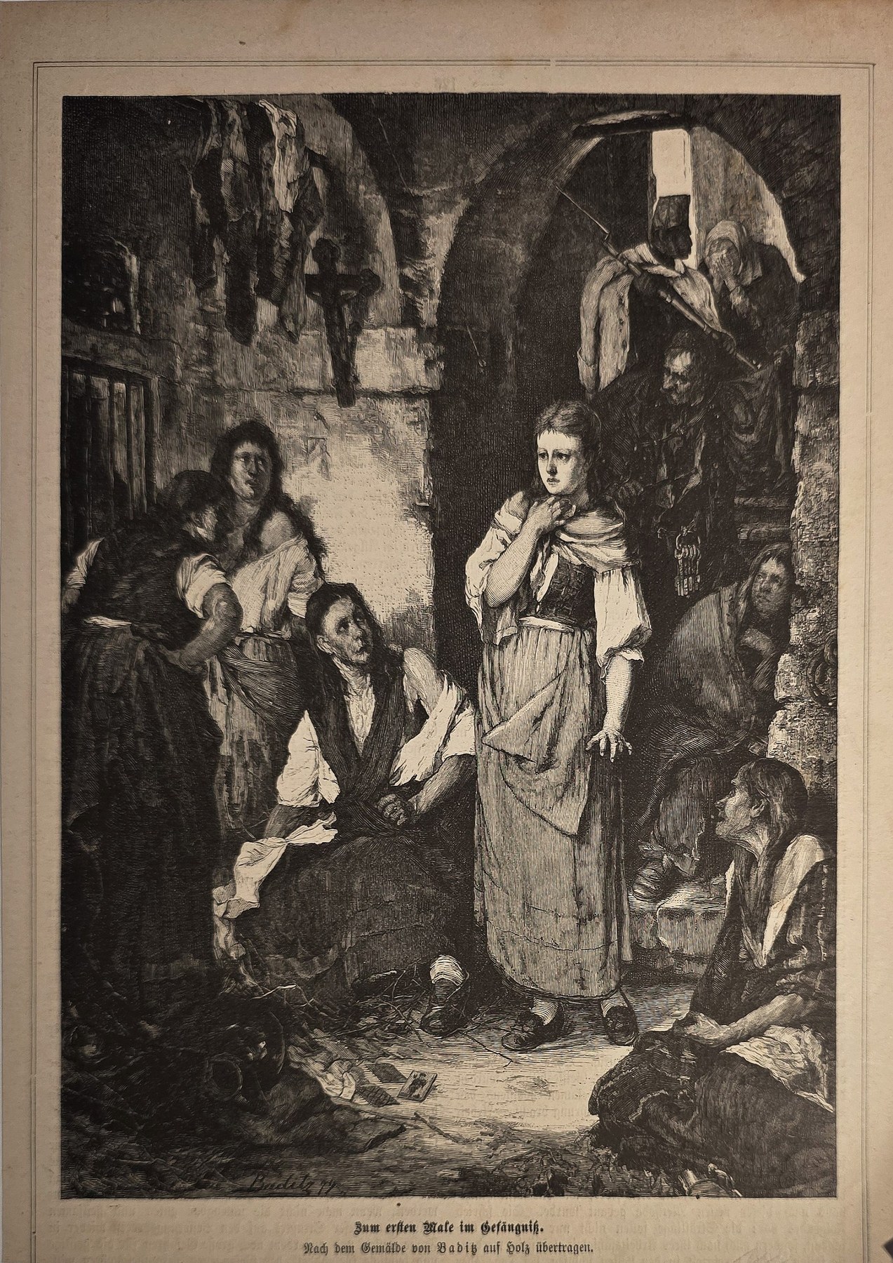 Personengruppe in dunklem Innenraum