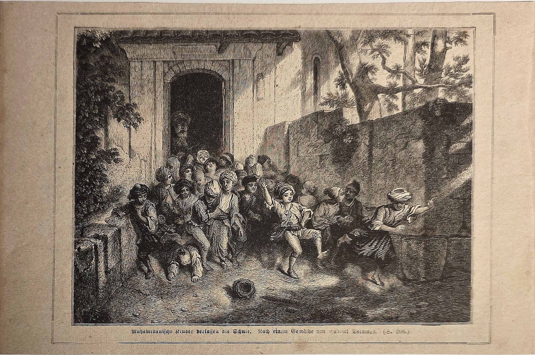 Große Personengruppe vor einem Haus