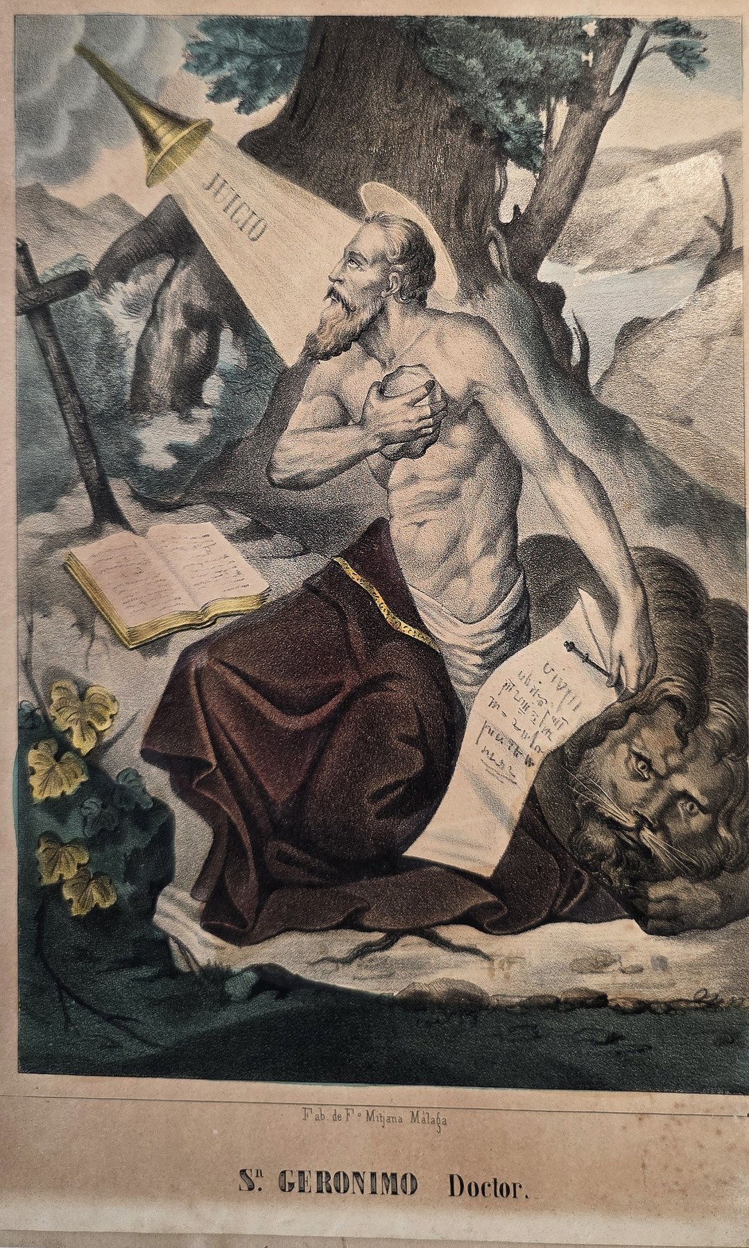 eines Einsiedlers mit Buch in felsiger Landschaft