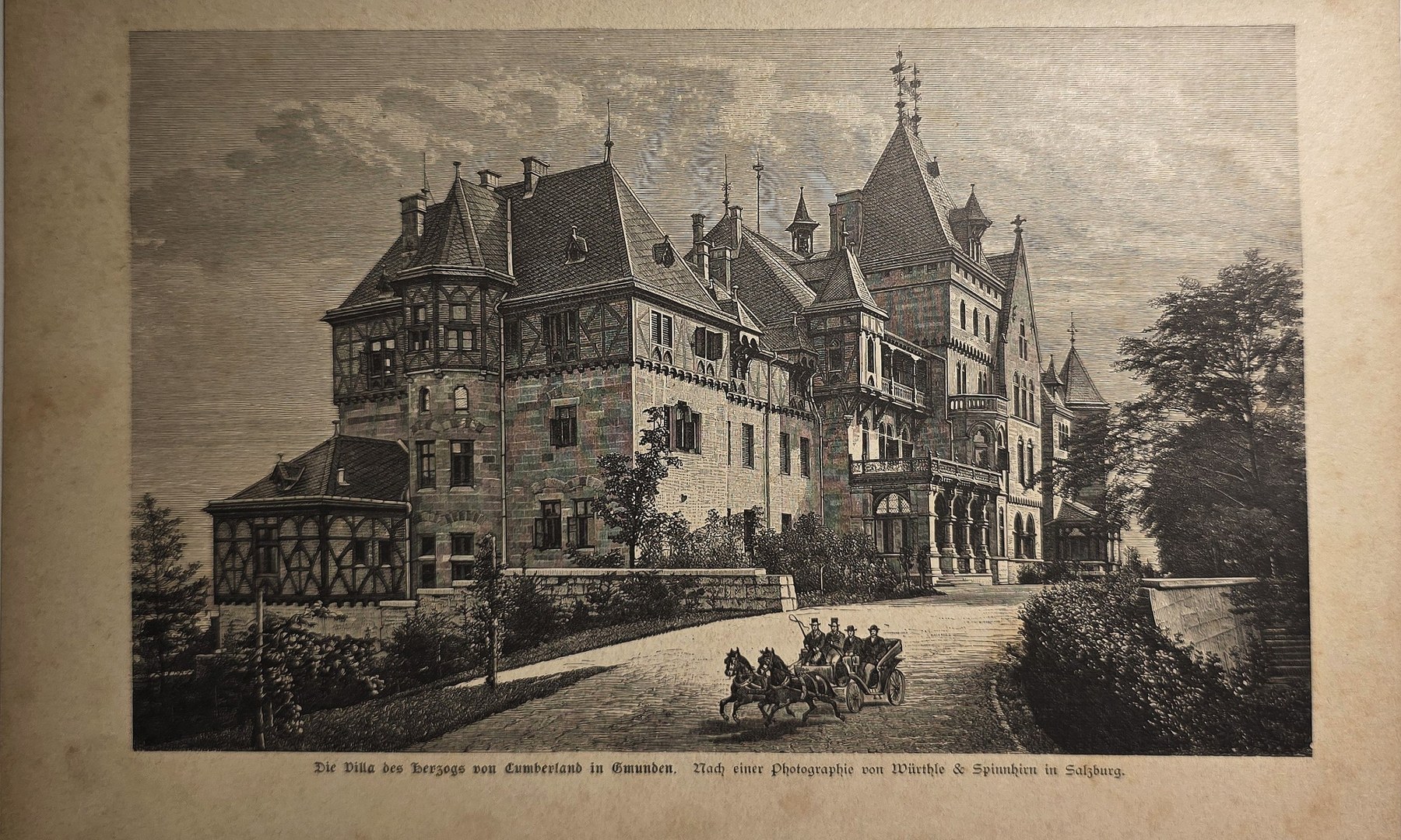 Historische Darstellung – Herrschaftliches Landhaus mit Gartenanlage