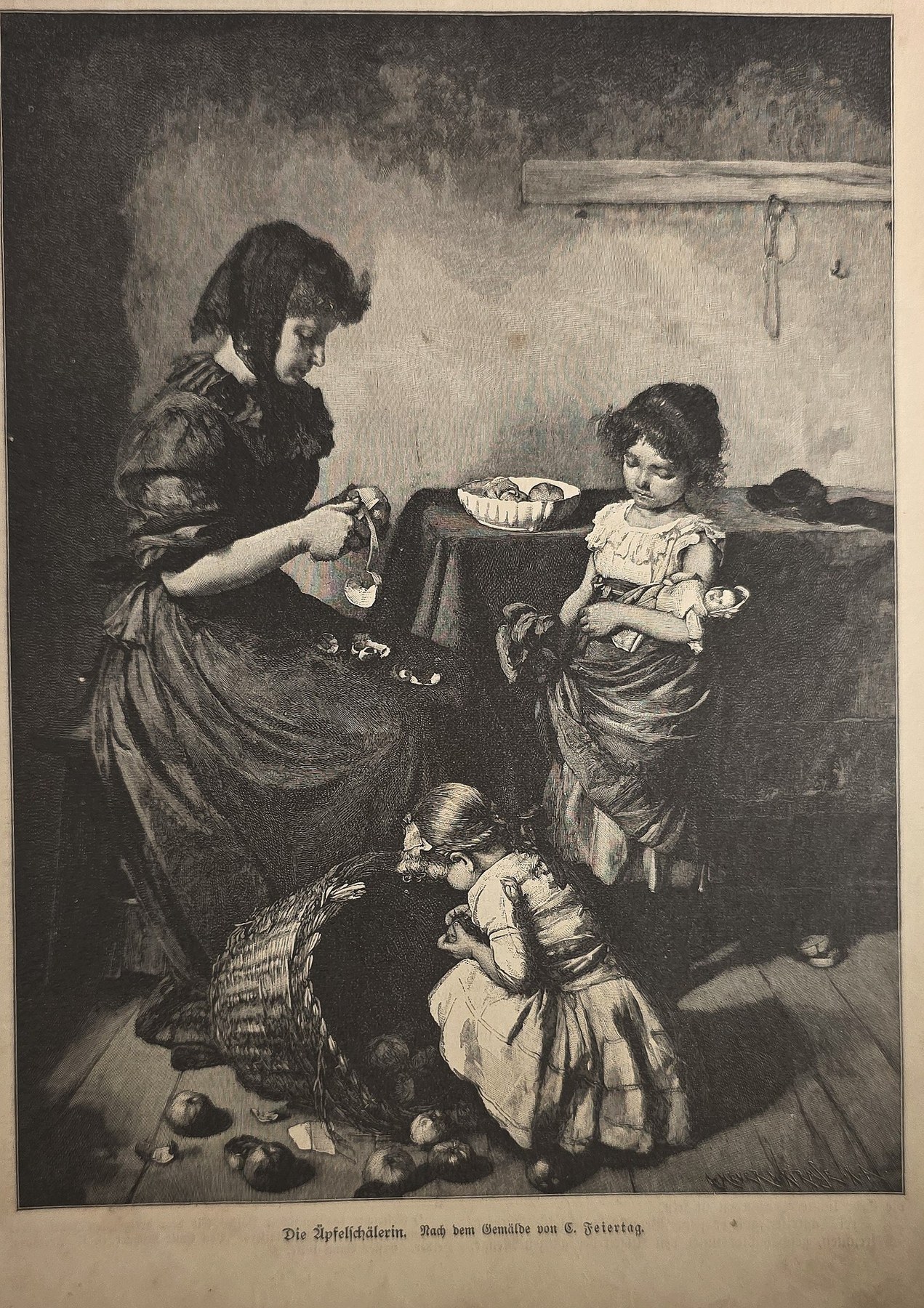 Mutter mit Kindern im dunklen Raum