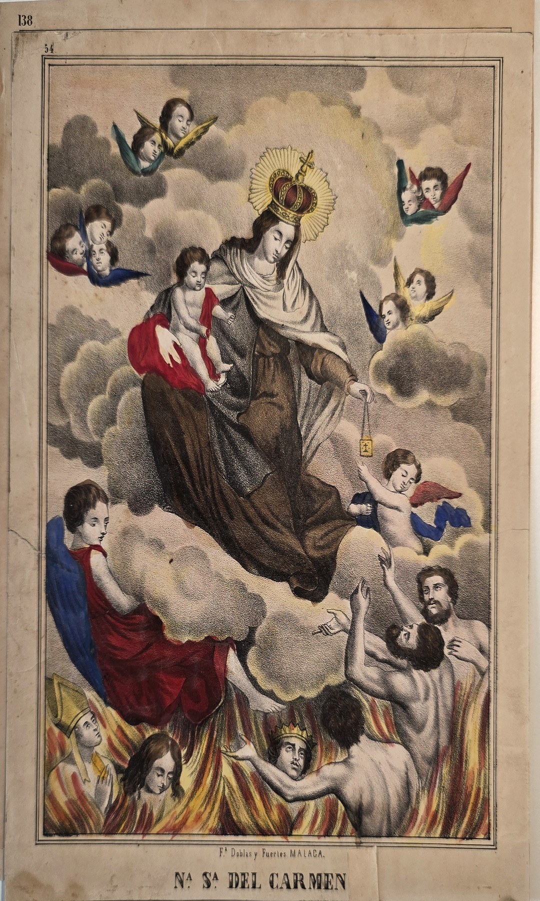 der Madonna auf Wolken mit Heiligen und Engeln