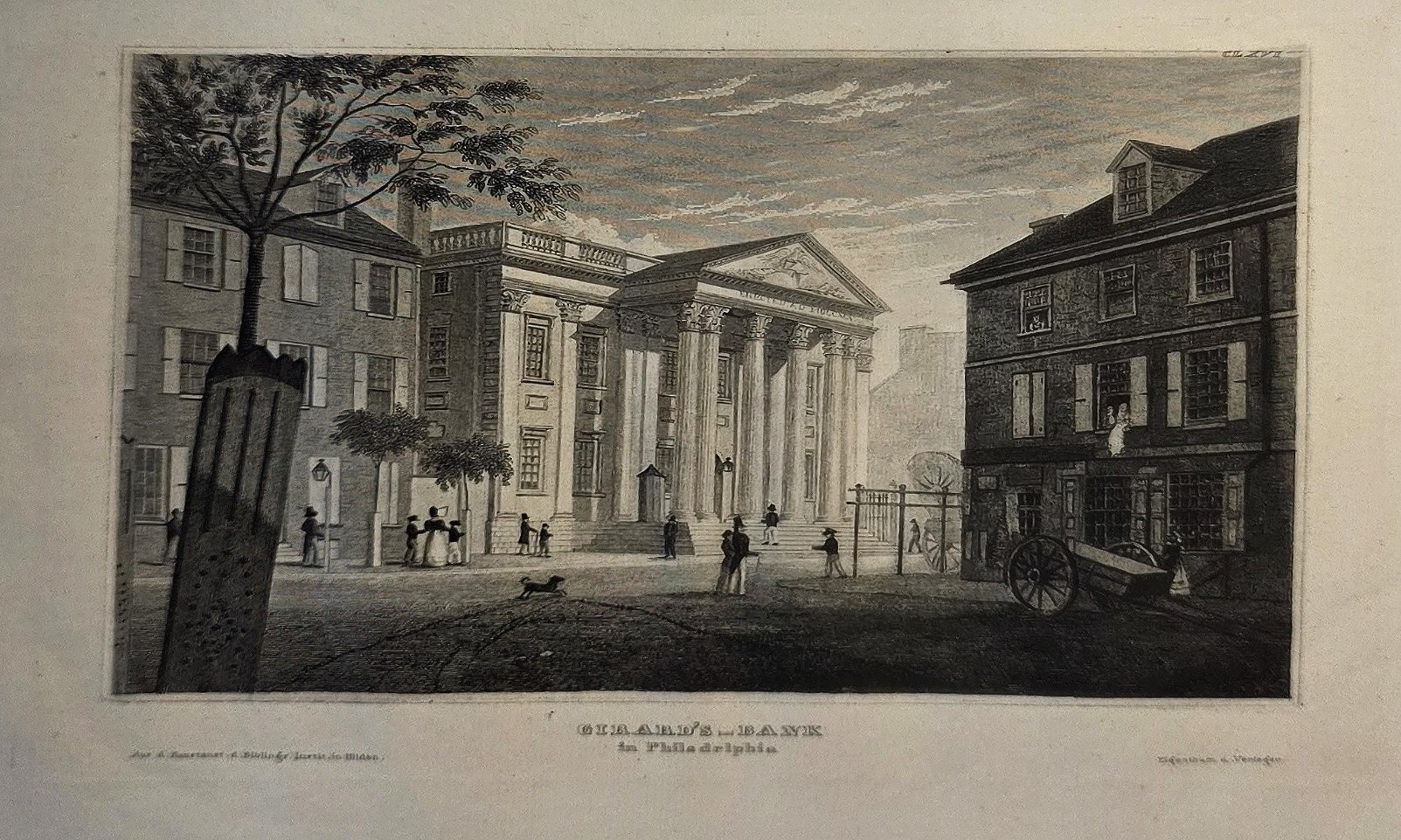 Straßenplatz mit klassizistischem Säulenbau
