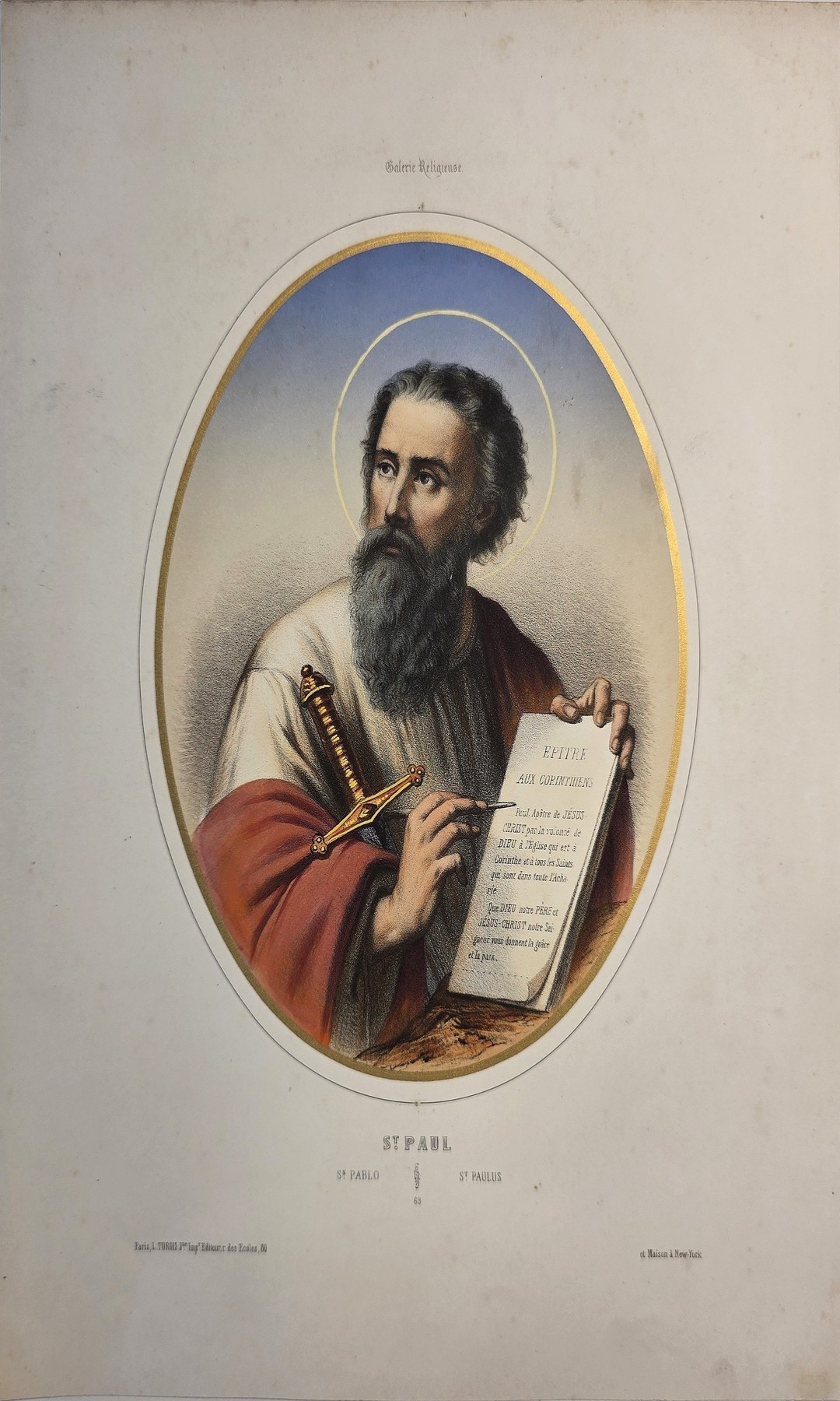 Ovale mit bärtigem Heiligen und Schriftblatt