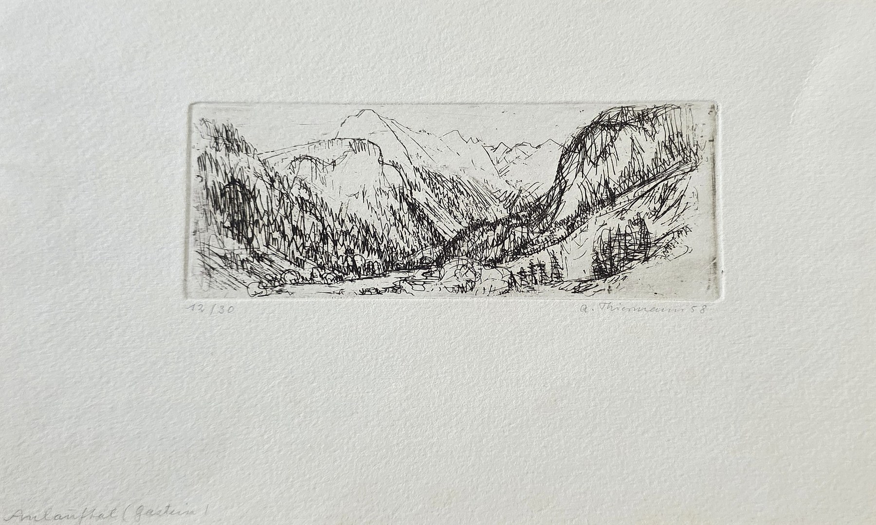 Historische Ortsdarstellung – Berglandschaft im schmalen Panorama