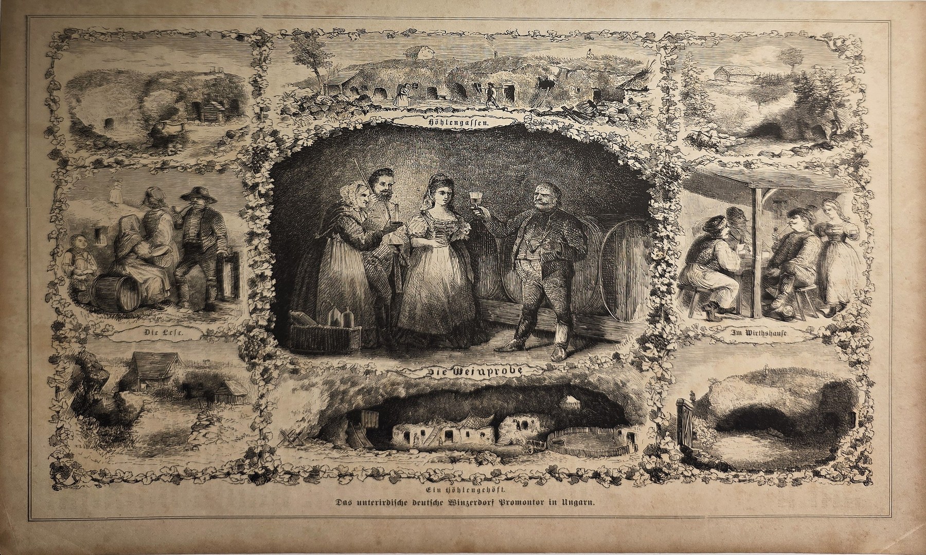 Ornamentales Erinnerungsblatt mit Bildfeldern