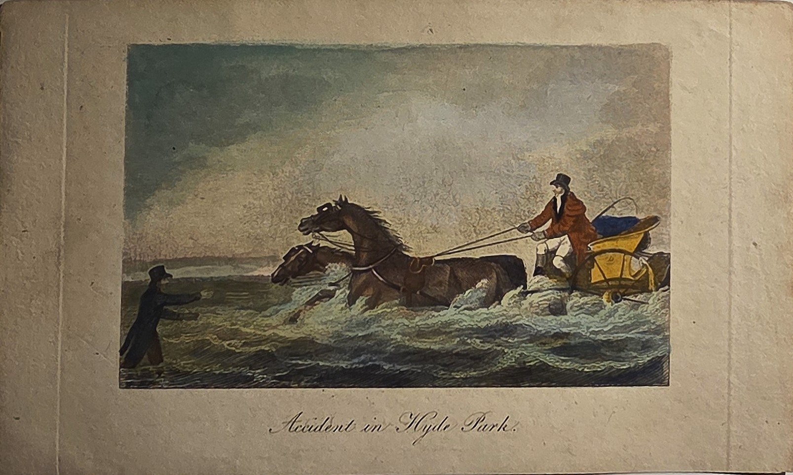 Pferdewagen beim Durchqueren von Wasser