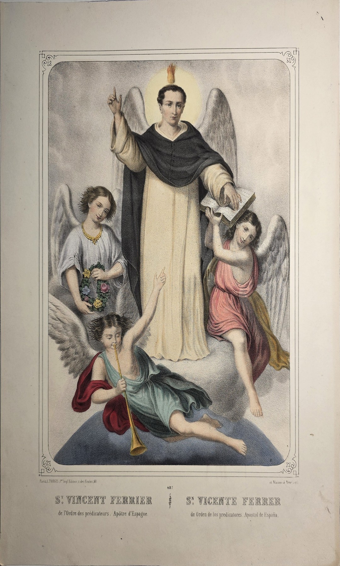 Farbig gefasste mit Heiligenfigur und Engeln
