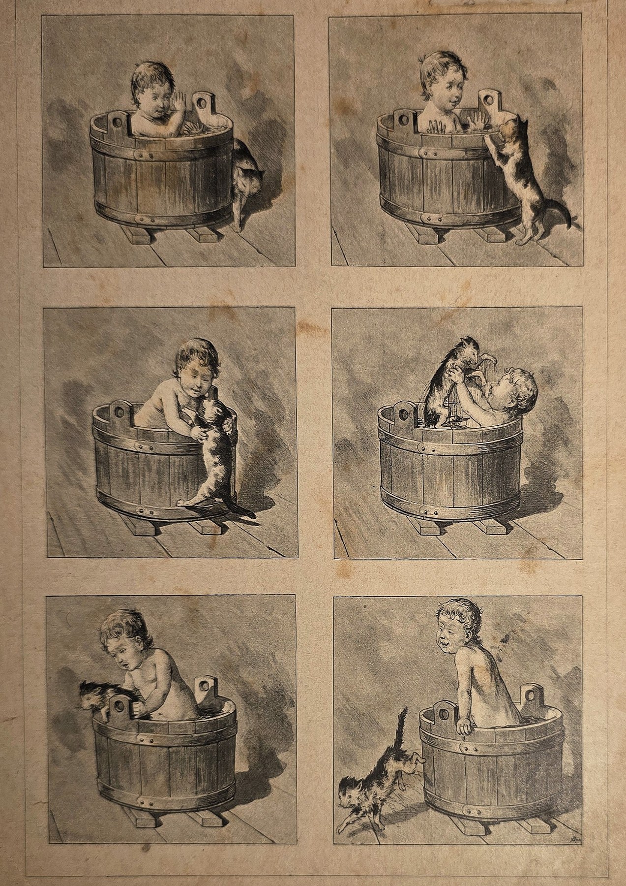 Kinder beim Baden in einer Wanne