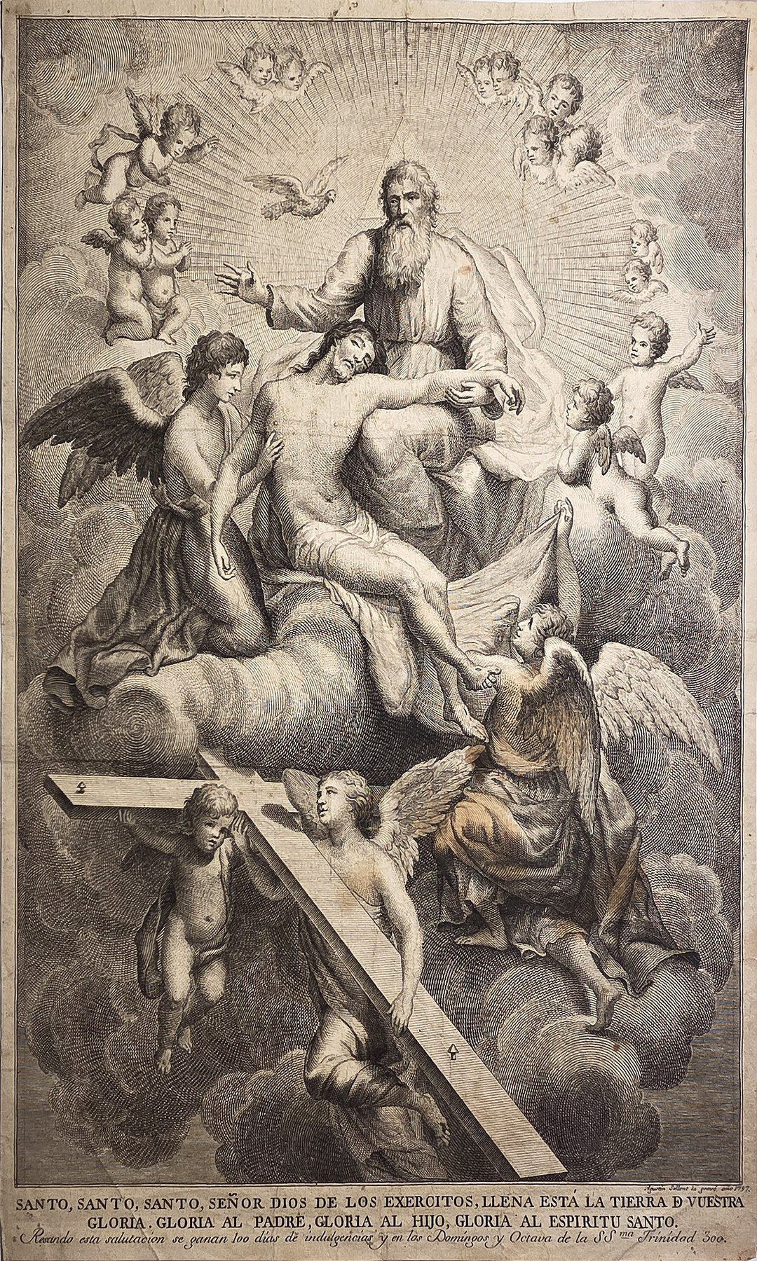Himmlische Szene mit Kreuz und Engeln II