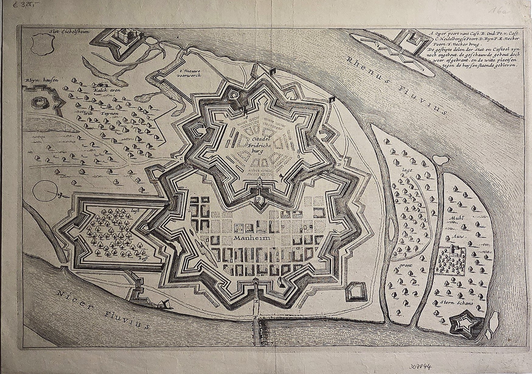 Historische Kartendarstellung – eines sternförmigen Festungsplans