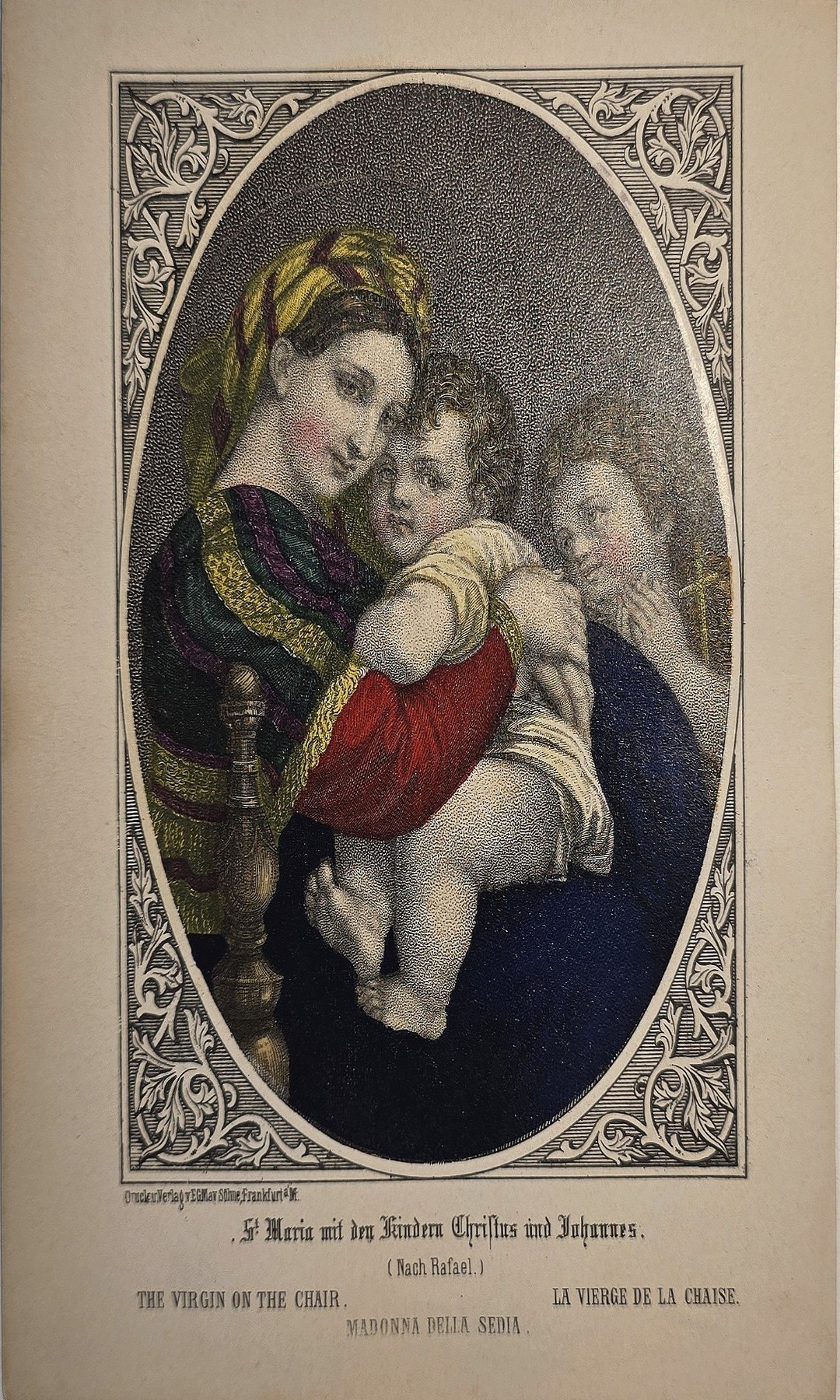 Ornamental gerahmte mit Madonna und Kind in inniger Haltung