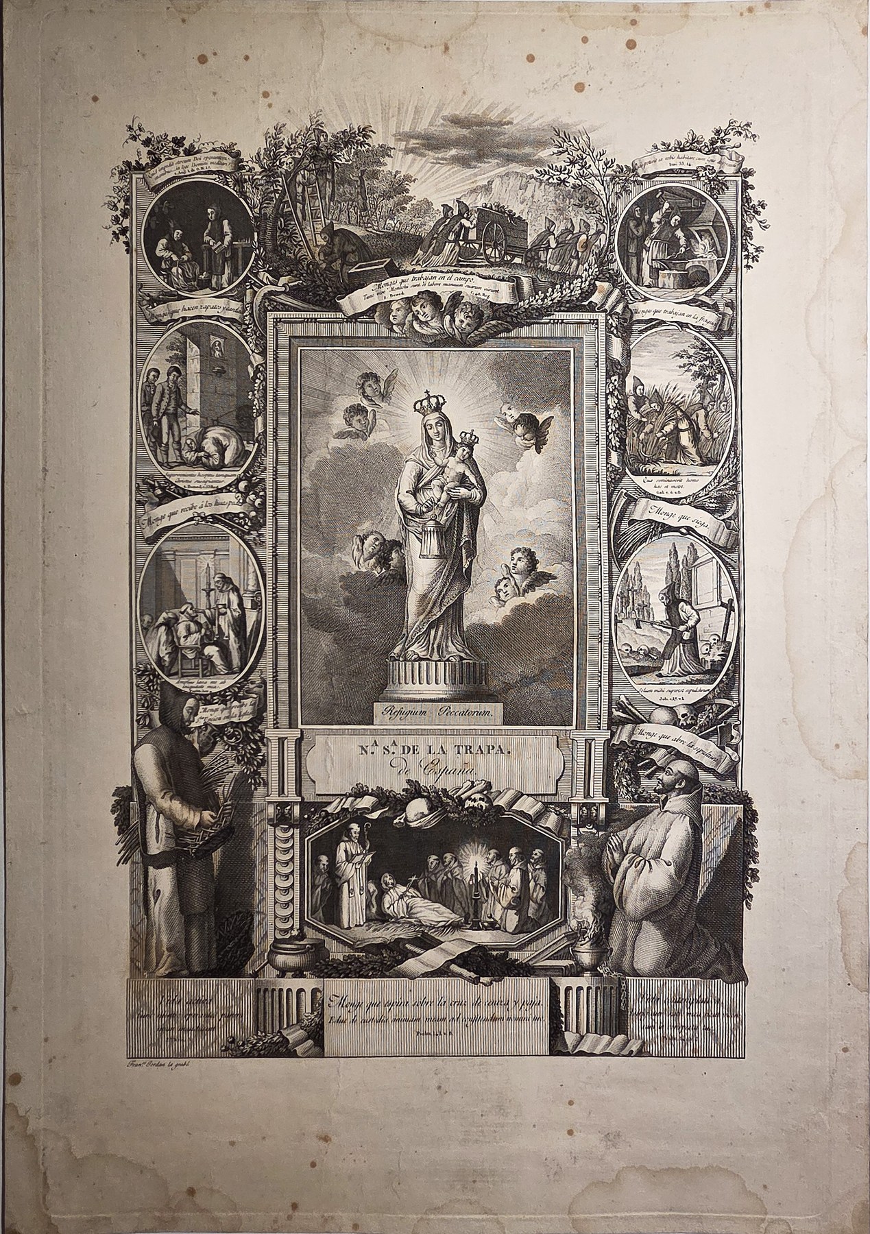 Allegorisches Andachtsblatt mit zahlreichen Szenen