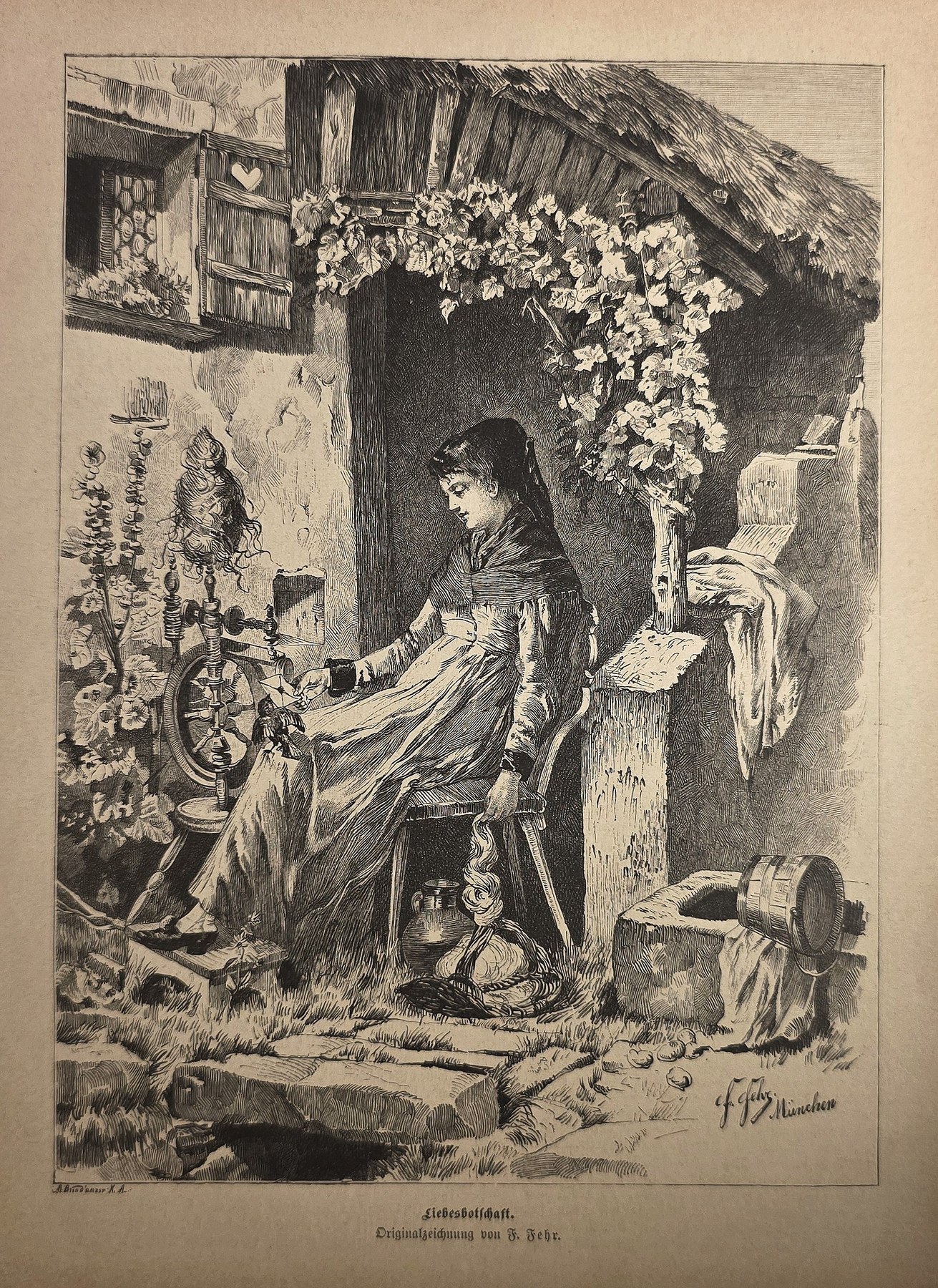 Frau vor einem kleinen Haus
