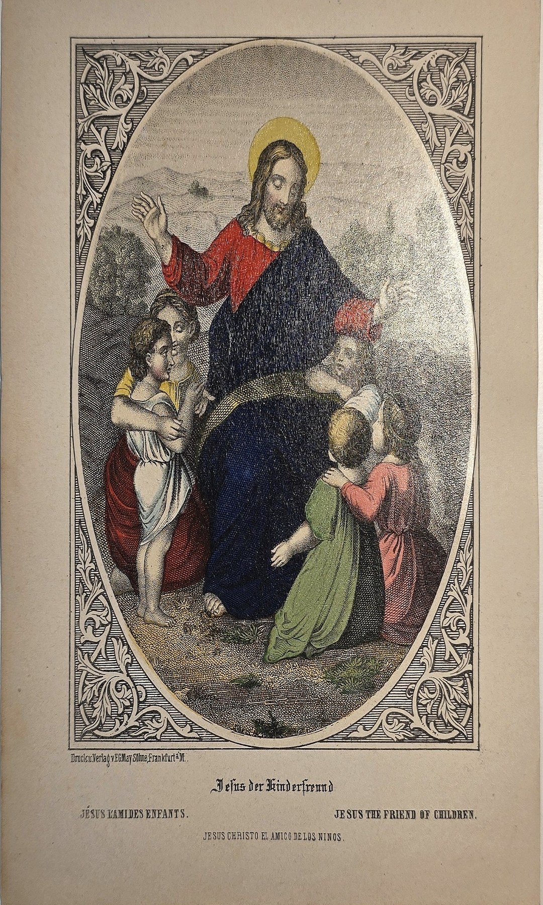 Ornamental gerahmte mit segnender Christusfigur und Knienden