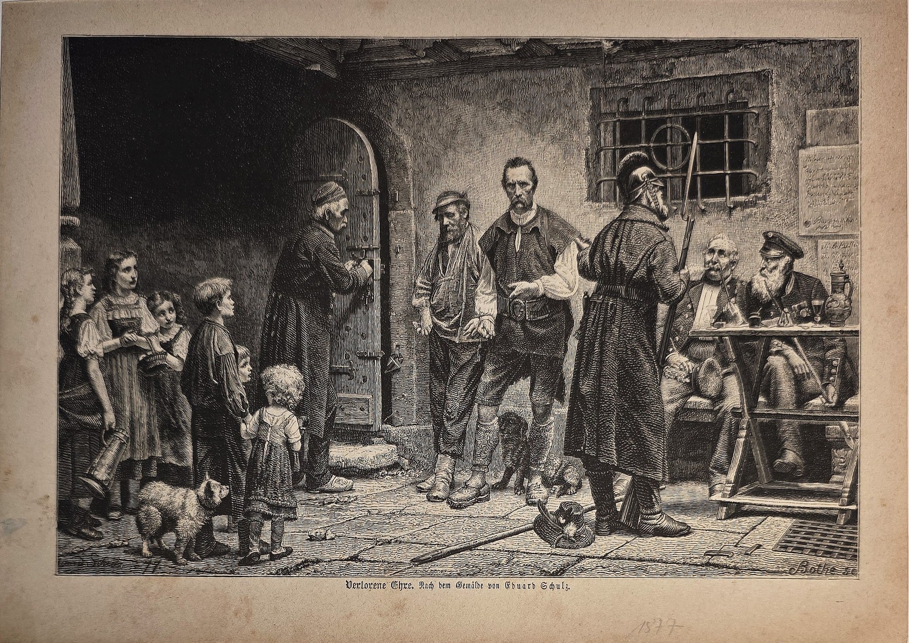 Hofszene mit mehreren Personen