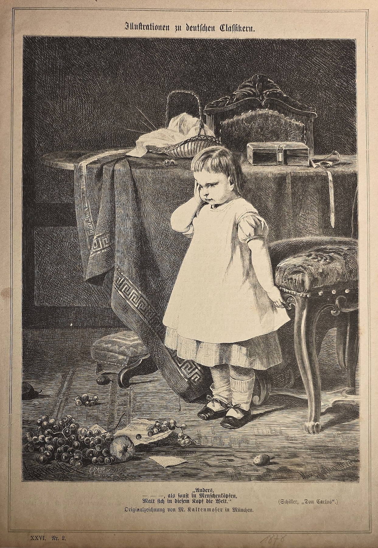 Trauriges Mädchen in reich möbliertem Zimmer