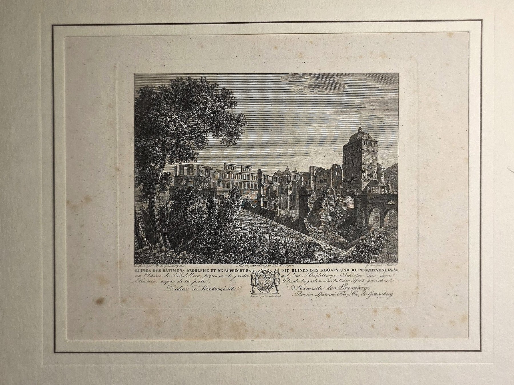 Historische Burganlage mit Wappenfeld