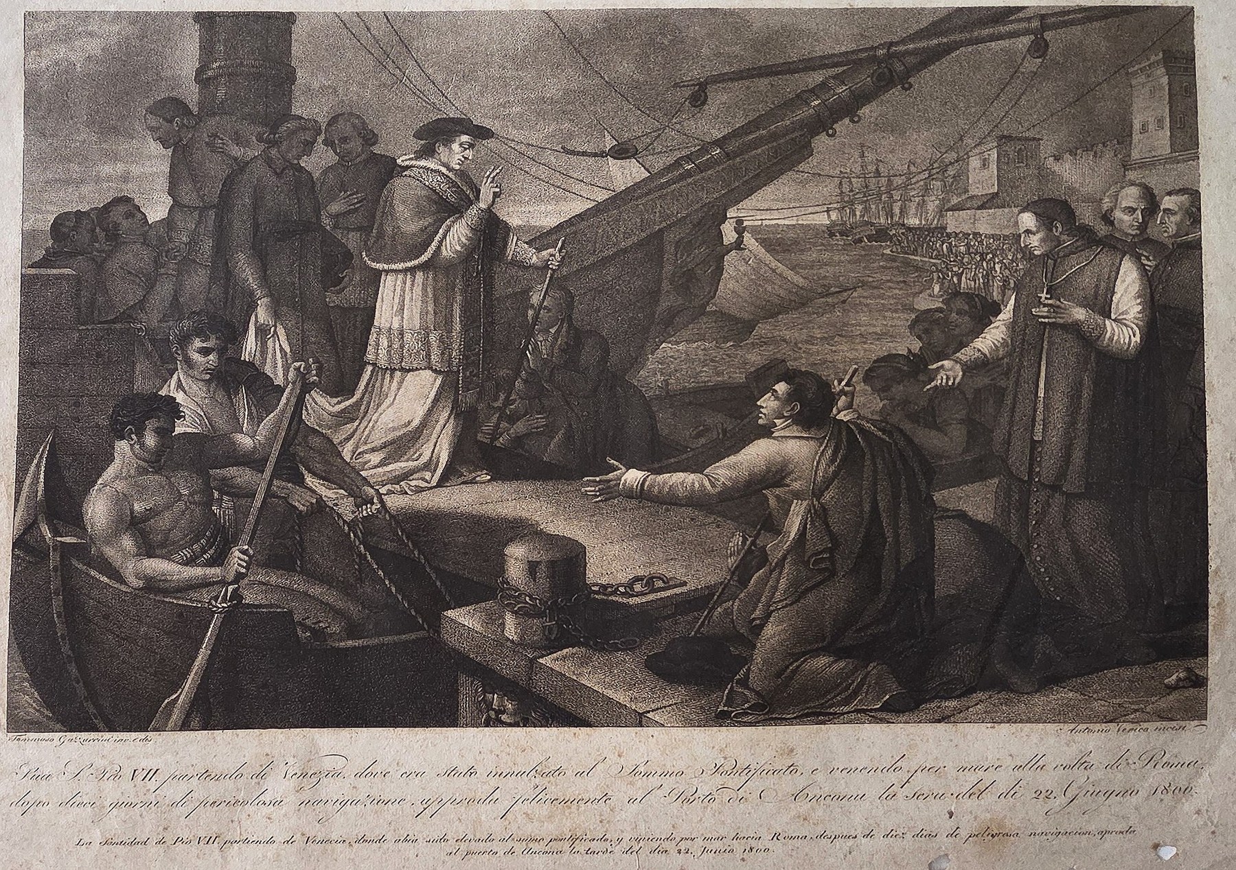 einer nächtlichen Szene mit Boot und Geistlichen
