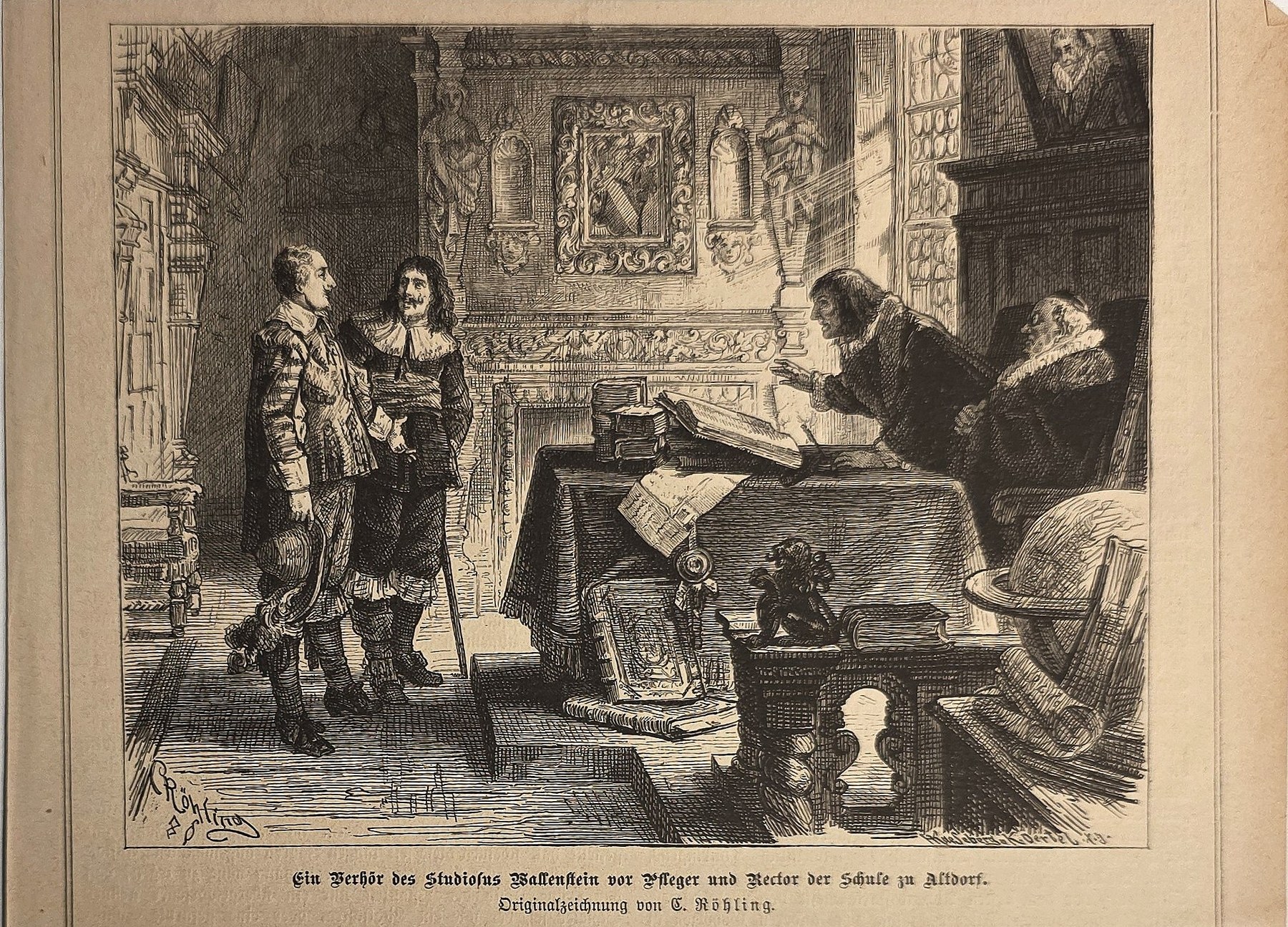 Historische Besprechung in einem reich ausgestatteten Raum