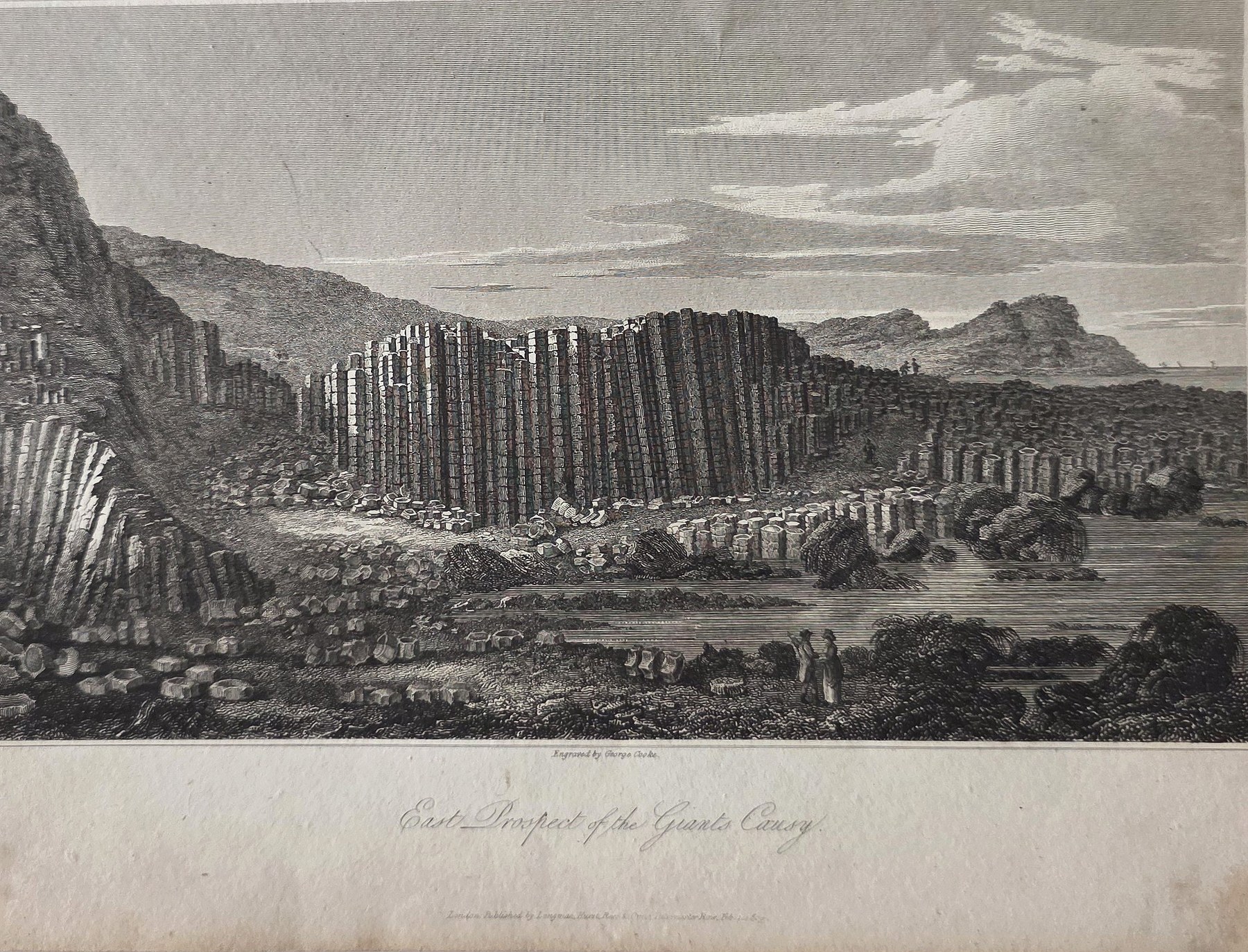 Historische Darstellung – einer Basaltlandschaft mit markanten Felsformationen