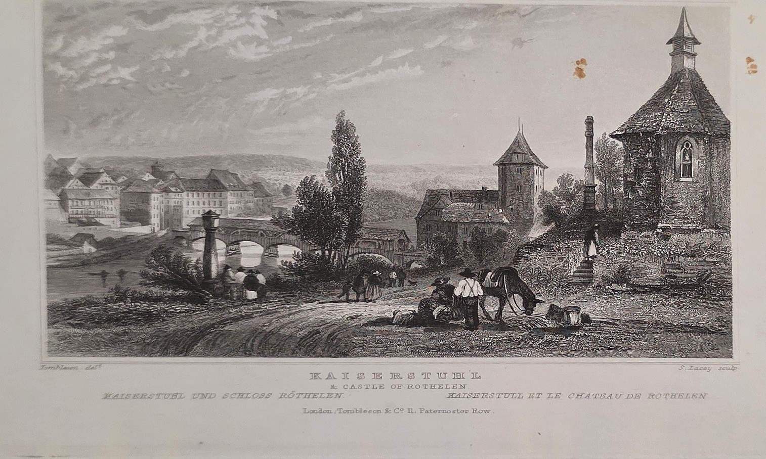 Befestigte Stadt mit Türmen am Fluss