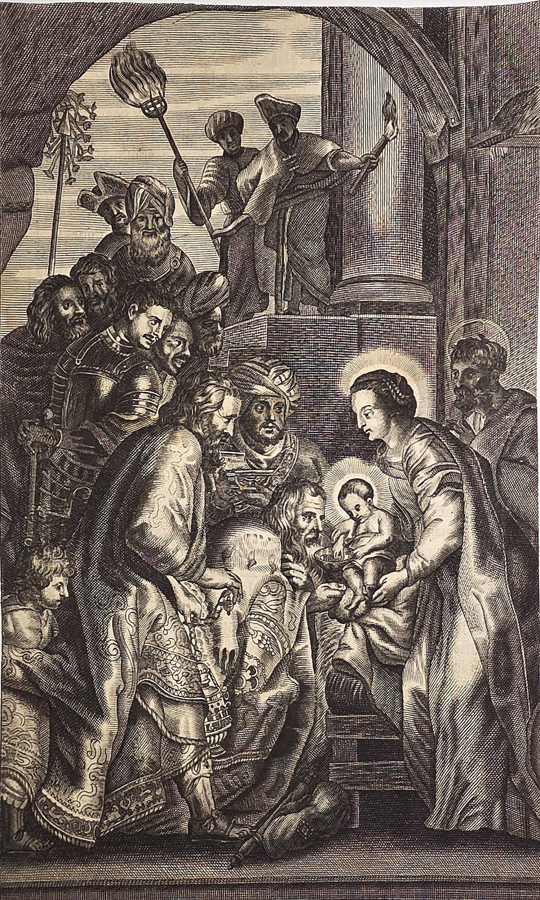 Anbetung des Kindes mit großer Figurengruppe
