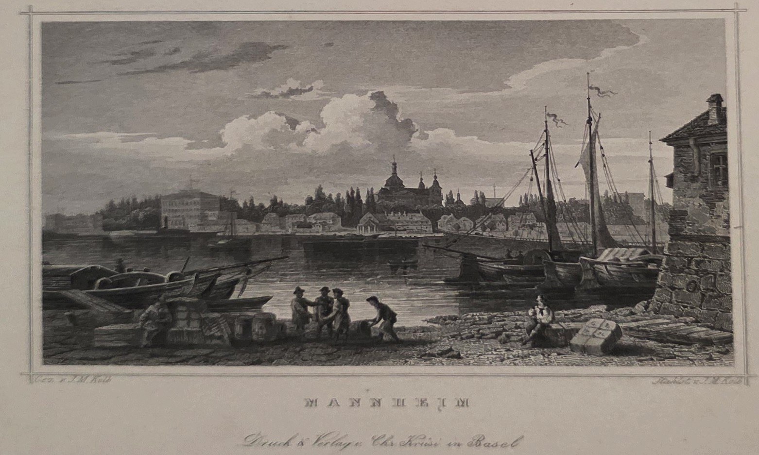 Hafenstadt mit Segelschiffen