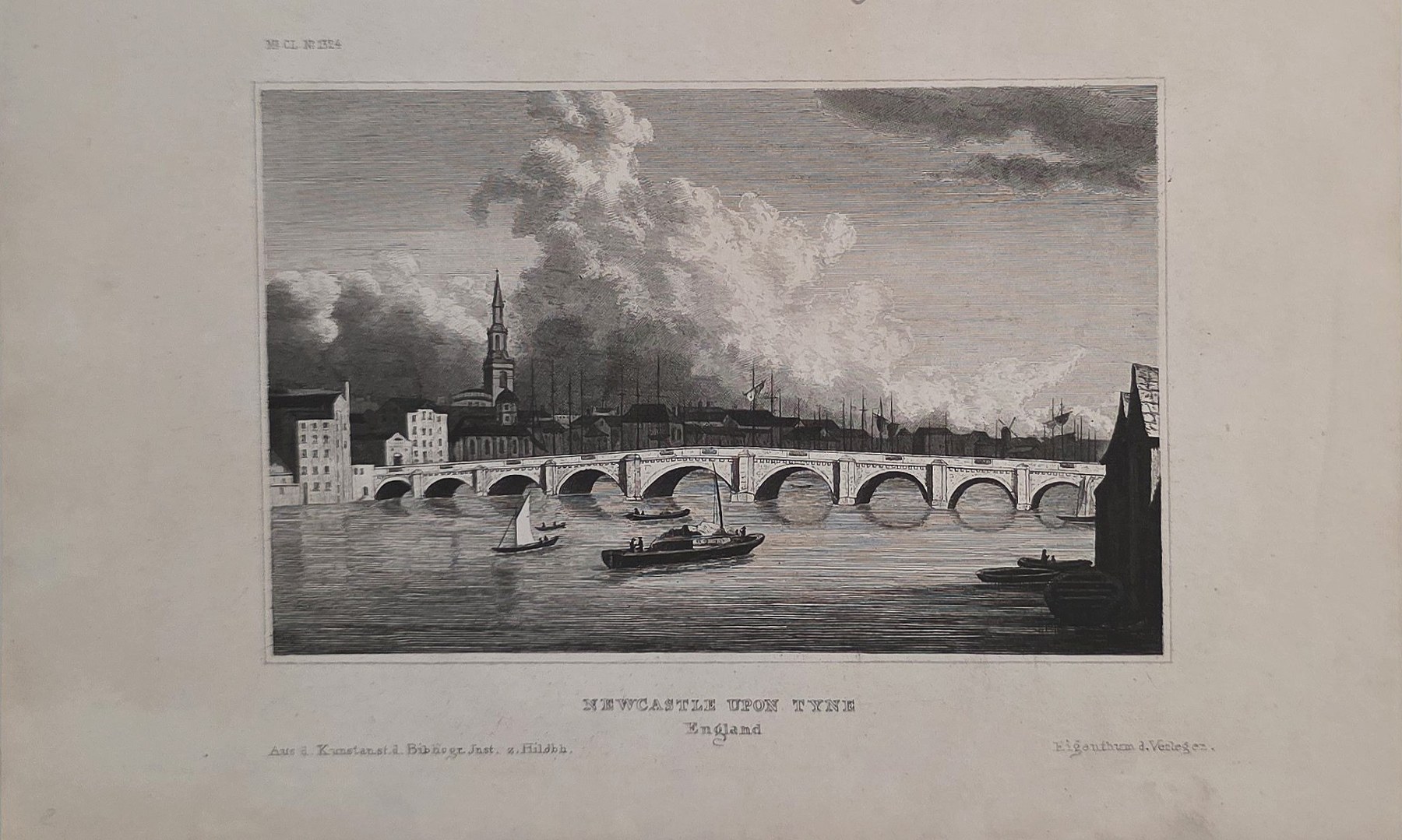 Lange Steinbrücke vor Stadt und Türmen